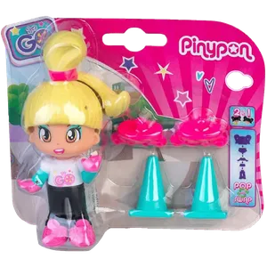 Patines con Conos PinyPon Lets Go Famosa + Figura de Niña